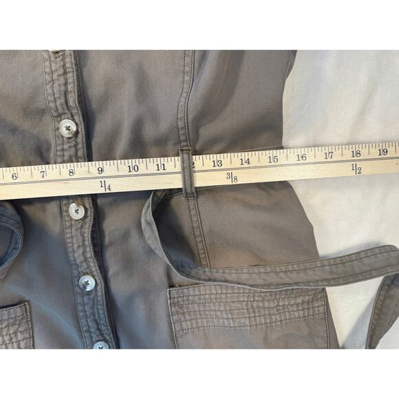 Anthropologie Brown Button Utility Dress Cargo Shirt Denim Sleeveless 6 Tie - Picture 10 of 13